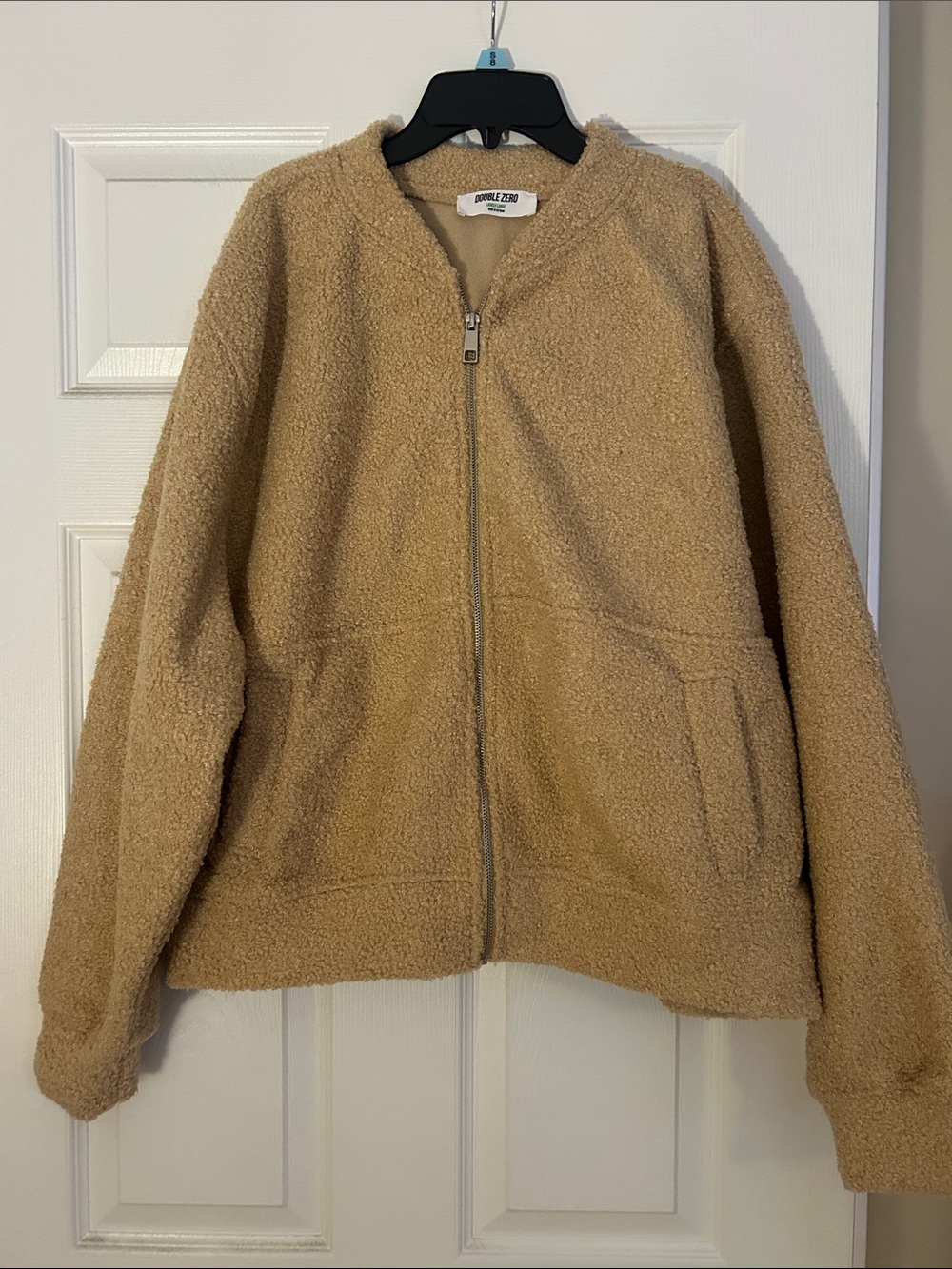 Double Zero Tan Teddy Zip-Up Jacket